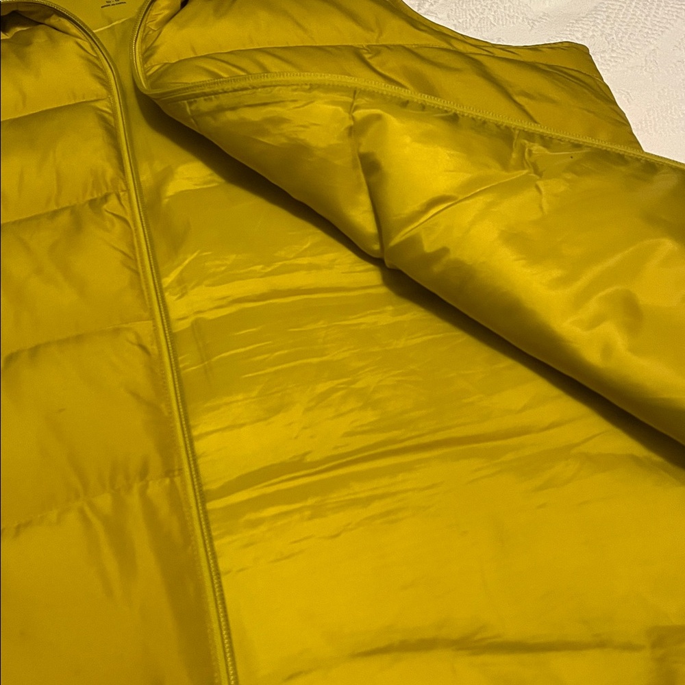 Lands' End Yellow Puffer Vest with Gray Collar - Picture 5 of 8